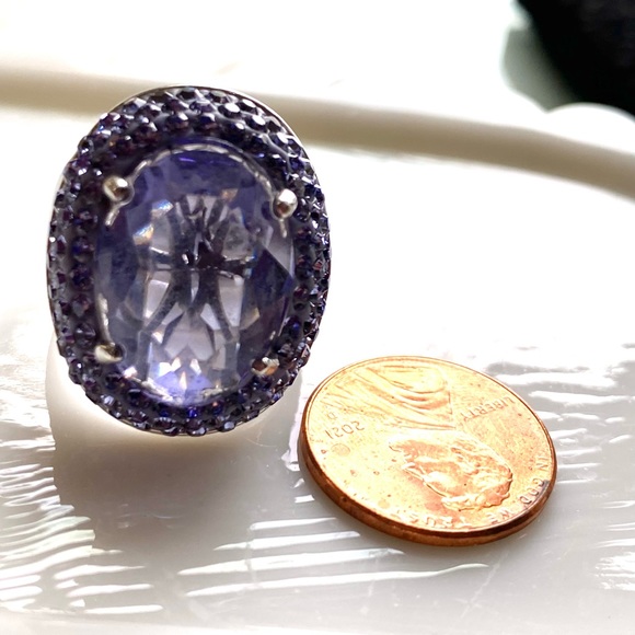 925 sterling silver lavender australian crystal statement ring - Picture 3 of 7